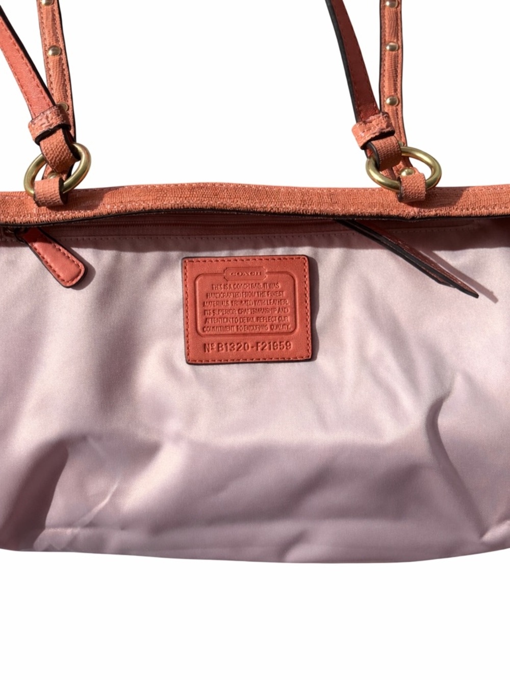 Coach Alexandra 2013 Studded Patent Straw Tote with Leather &Coach Charm .. - Picture 3 of 10